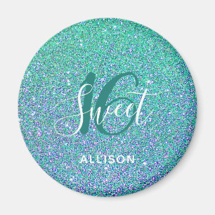 Aimant Sweet 16 Turquoise Blue Parties scintillant Party 