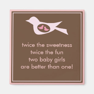 Aimant Sweet Bird Maman avec Twin Baby Girls