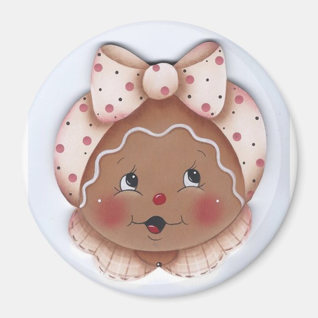 Aimant Sweet Gingerbread Miss dans l'aimant rose (Devant)
