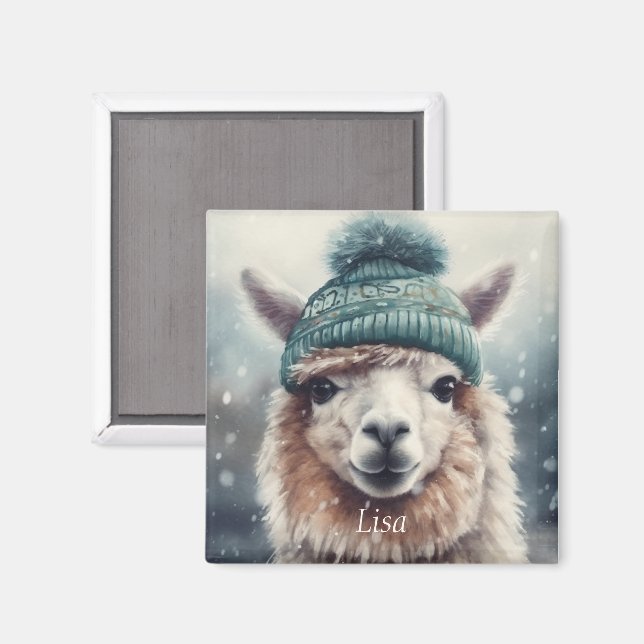 Aimant Sweet Winter Alpaca, coutume (Recto/Verso)
