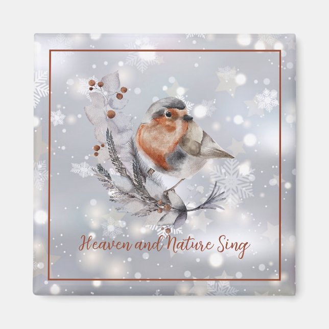Aimant Sweet Winter oiseau et la neige coutume Vacances (Devant)