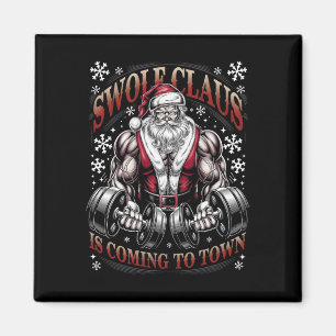 Aimant Swole Claus Vient À Père Noël Gymnase De Noël