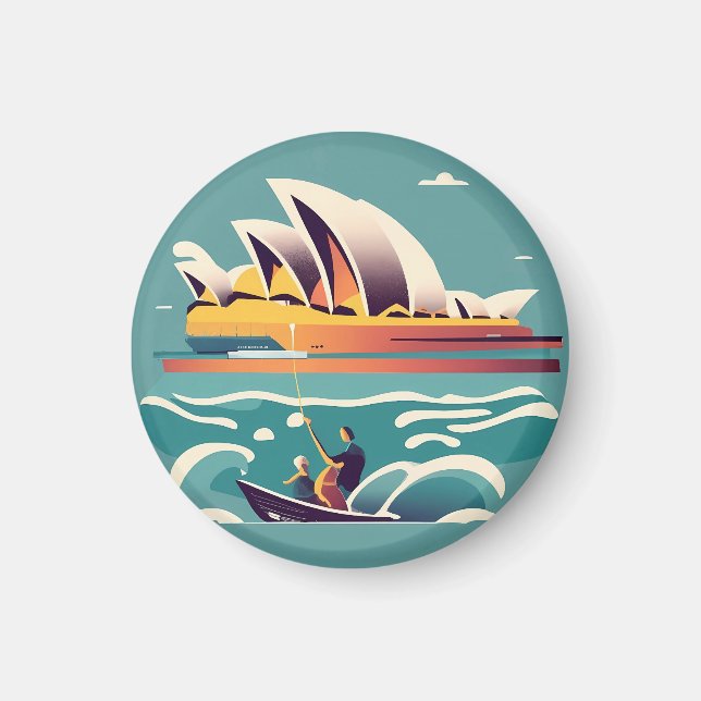 Aimant Sydney Opera House Australie peinture souvenir (Devant)