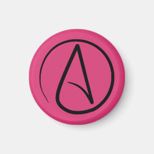 Aimant Symbole athée : noir sur fuchsia
