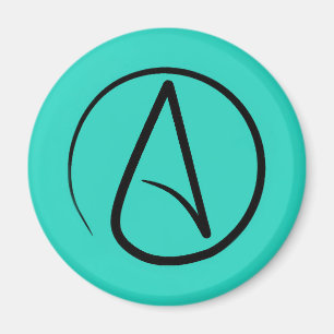 Aimant Symbole athée : noir sur verdigris