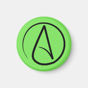 Aimant Symbole athée : noir sur vert citron