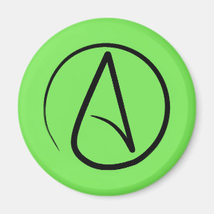 Aimant Symbole athée : noir sur vert citron