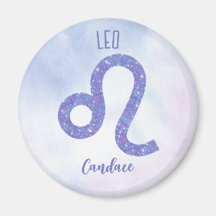 Aimant Symbole d'Astrologie Leo Personnalisé Violet