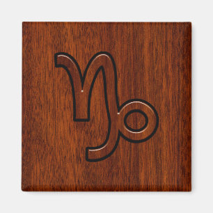 Aimant Symbole de Capricorn Zodiac dans Mahogany Brown