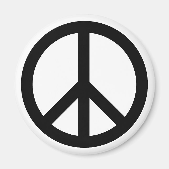 Aimant symbole de la paix Anti Guerre noir blanc simple (Devant)