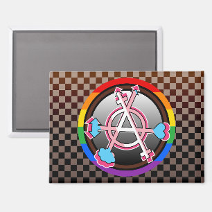Aimant Symbole de l'anarchie du genre, emblème sur damier
