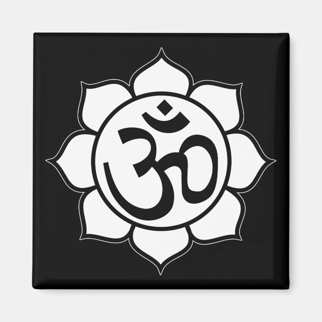 Aimant Symbole de l'Aum de fleurs Lotus (Devant)
