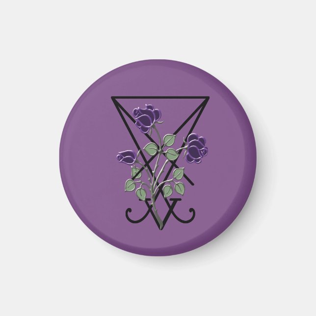 Aimant Symbole de Lucifer Rose violet Occulte gothique (Devant)