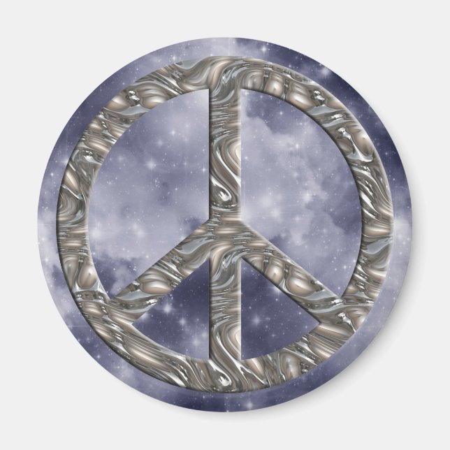 Aimant symbole de PAIX - ARGENT (Devant)