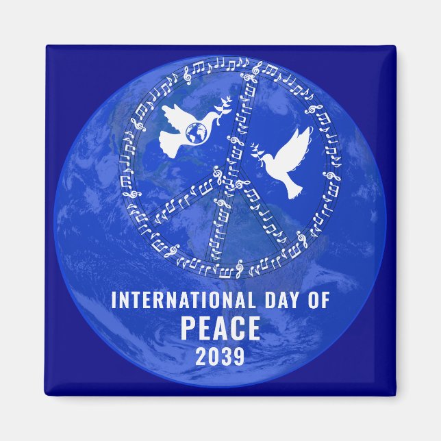 Aimant Symbole de paix de la Journée Mondiale de la Paix (Devant)