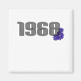 Aimant SYMBOLE DE PAIX FLEURIE 1968 Hippie violet