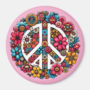 Aimant symbole de paix floral couleur illustration art