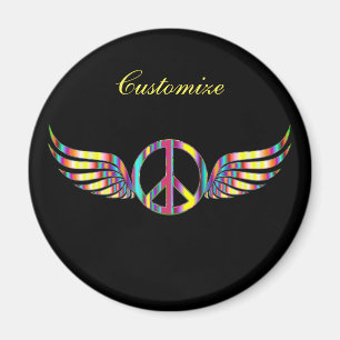 Aimant Symbole de paix hippie ailé Thunder_Cove