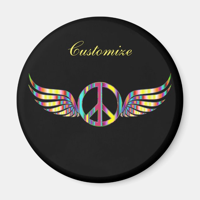 Aimant Symbole de paix hippie ailé Thunder_Cove (Devant)
