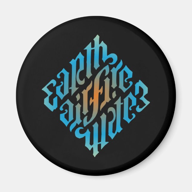 Aimant Symbole des éléments lumineux bleus (Devant)