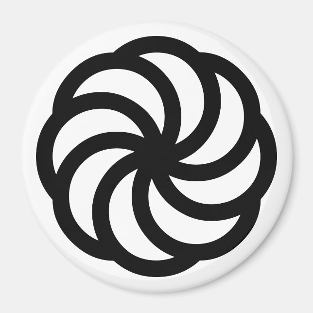Aimant Symbole d'éternité arménien noir sur blanc (Devant)