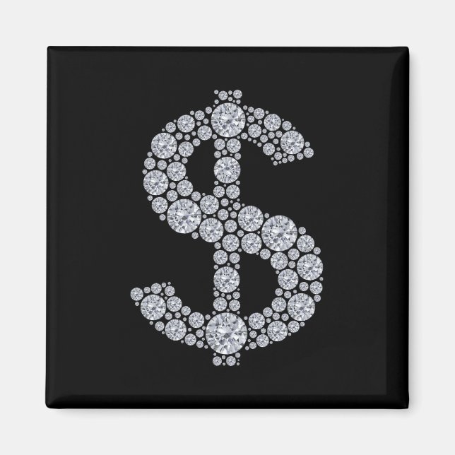 Aimant SYMBOLE Dollar Diamant Bling (Devant)