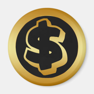AIMANT SYMBOLE DOLLAR D'OR