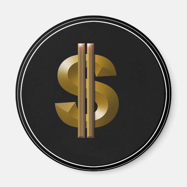 Aimant SYMBOLE Dollar Or (Devant)
