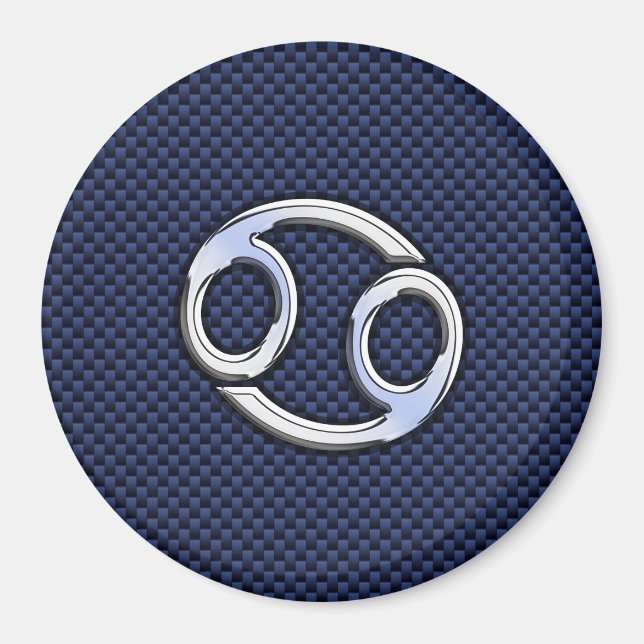 Aimant Symbole du cancer Zodiac Marine Blue Carbon Fiber  (Devant)