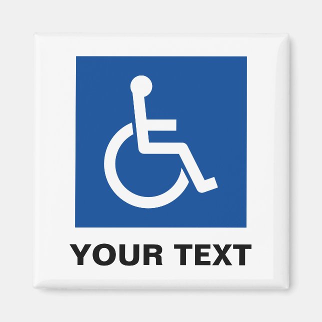 Aimant Symbole du fauteuil roulant bleu handicapés (Devant)