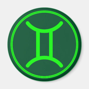Aimant Symbole du zodiaque Gemini sur fond vert