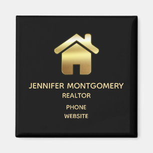 Aimant Symbole Elegant Gold House Immobilier Affaires