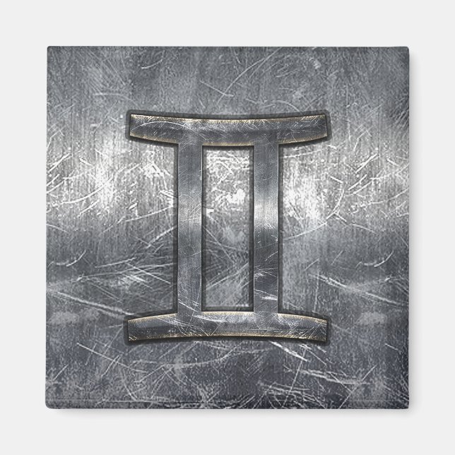 Aimant Symbole Gemini Zodiac en Grunge style dévêtu (Devant)