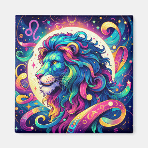 Aimant Symbole Horoscope Leo Art Lion coloré