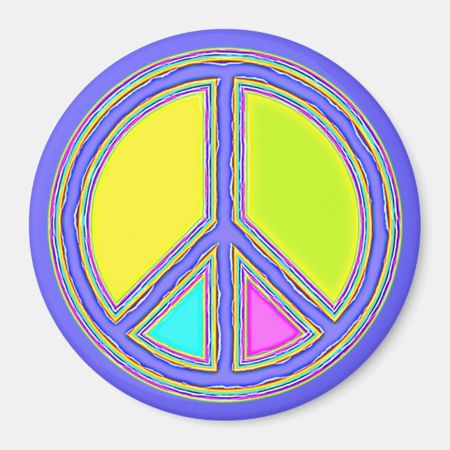 Aimant Symbole PAIX avec des couleurs remplies (Devant)