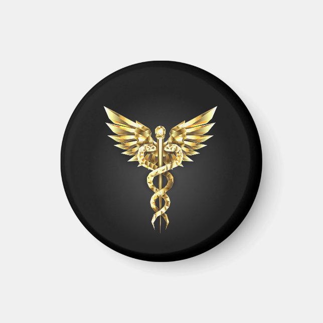 Aimant Symbole Polygonal Or Caduceus (Devant)