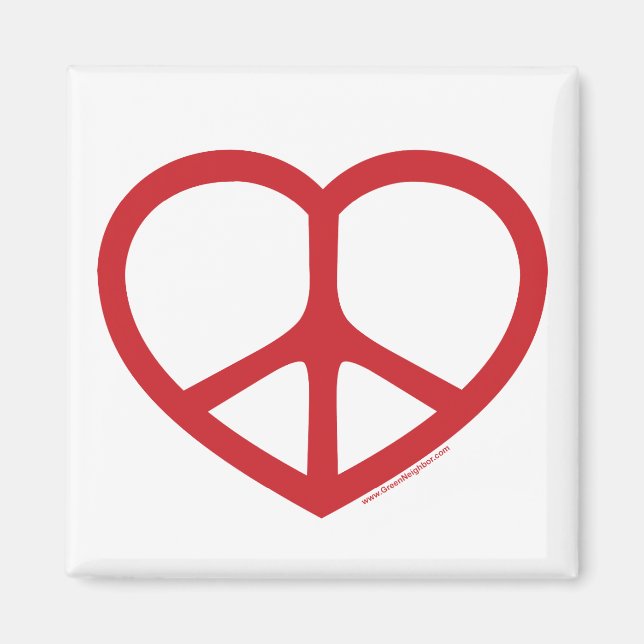 Aimant Symbole rouge de l'amour, signe de paix (Devant)