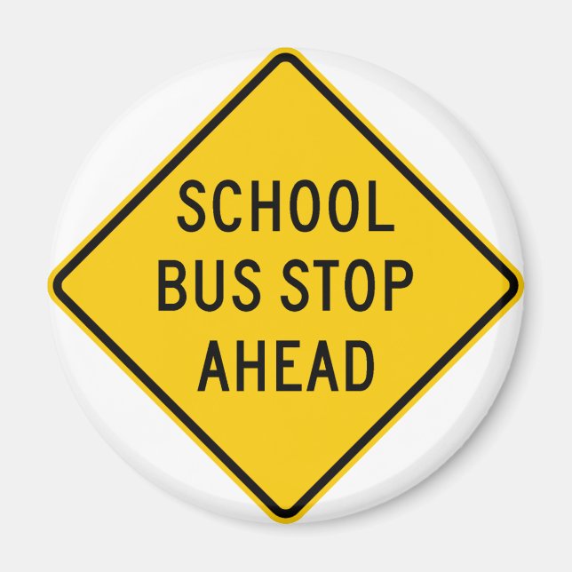Aimant Symbole routier de l'arrêt de bus scolaire (Devant)