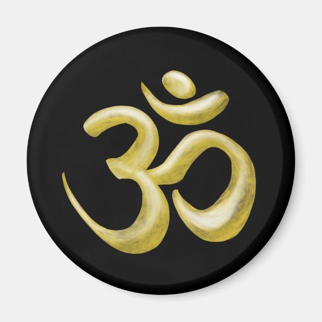 Aimant SYMBOLE Sanskrit D'Om D'Or Noir Élégant (Devant)
