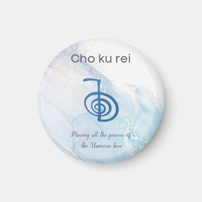Aimant Symbole Usui Reiki traditionnel Cho Ku Rei Bleu (Devant)