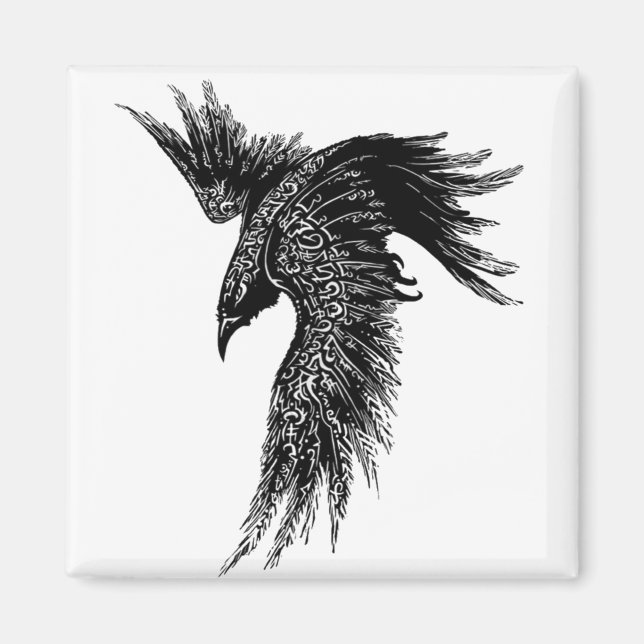 Aimant Symbole viking Corbeau Norse (Devant)