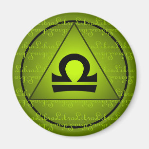 Aimant Symbole ziodiaque Libra vert Triangle Curly Script