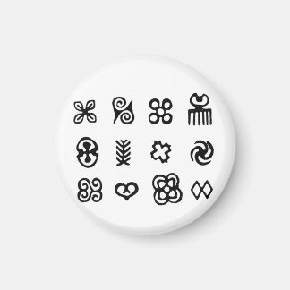 Aimant Symboles africains Adinkra Noir et Blanc