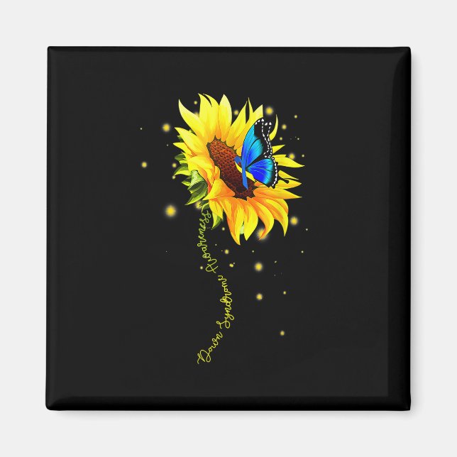 Aimant Syndrome de Down Tournesol T-shirt Cadeau Jaune Bl (Devant)