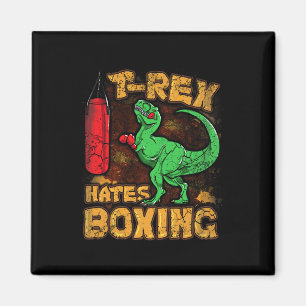Aimant T-rex déteste la boxe Drôle Boxeur Dinosaure Tyran