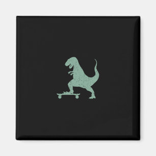 Aimant T-rex Sur Un Skateboard Grunge Dinosaure Faire Du 