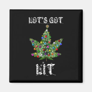 Aimant T-shirt Cadeau Thc Pot Feuille Herbe Sapin de Noël