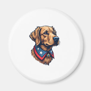 Aimant T-Shirt Chien Rétro Mascotte Retriever Patriotique