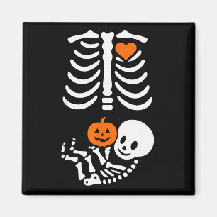 Aimant T-shirt drôle d'Halloween avec un squelette encein