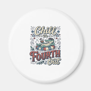 Aimant T-shirt patriotique Chill The Fourth Out Alligator